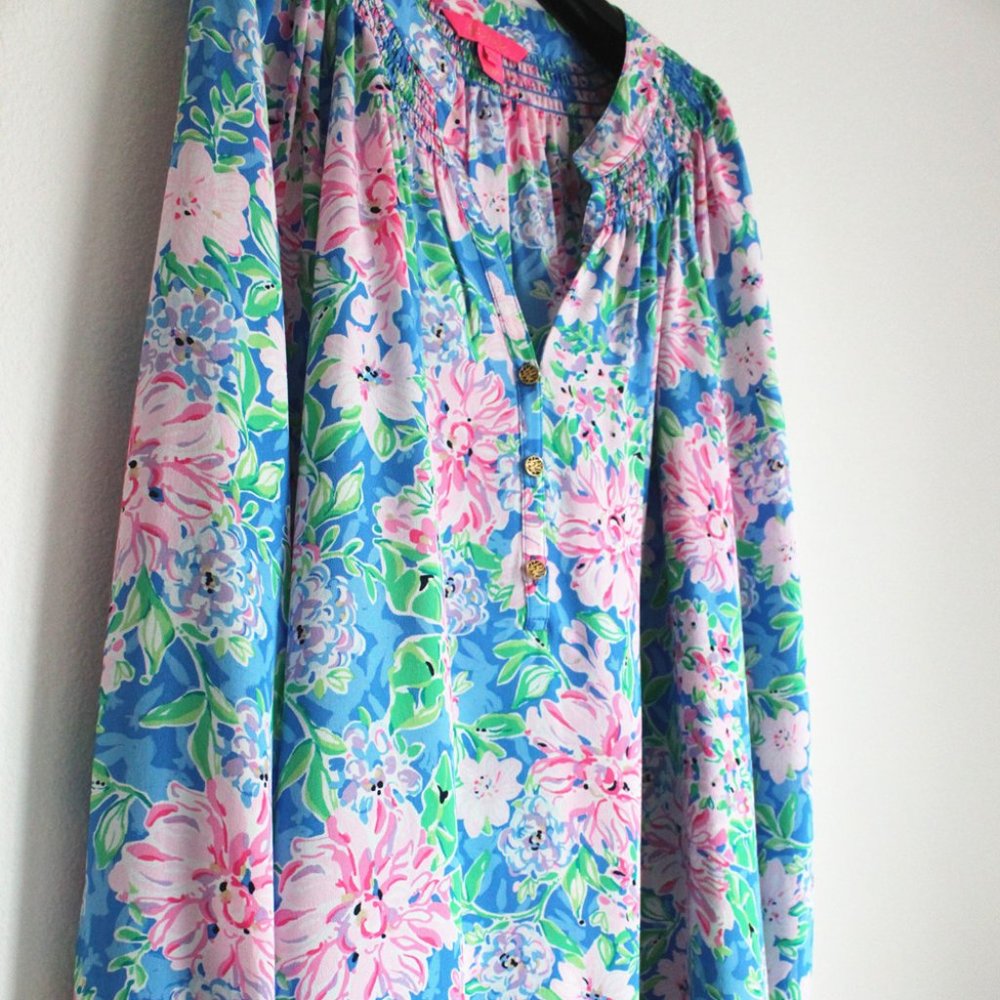 Lilly Pulitzer Elsa Silk Top, Multi Spring In Your Step - Picture 4 of 9